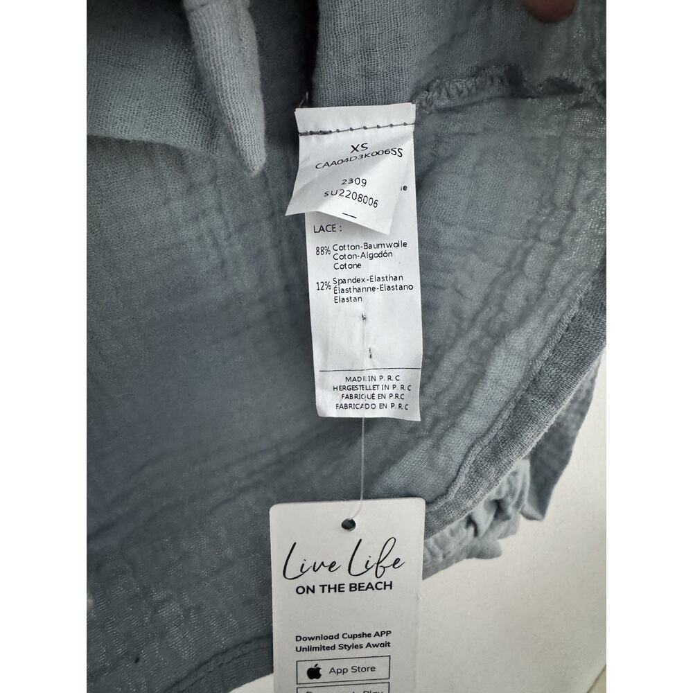 NWT CUPSHE Floral Lace Gauze Button Front Shirt Size XS - Picture 9 of 9